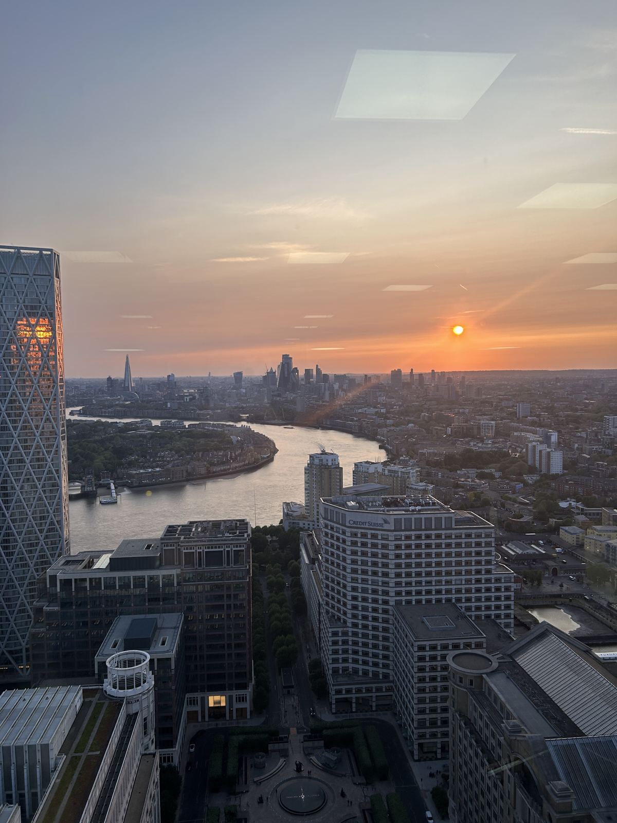 Sunset over the Thames and the London skyline