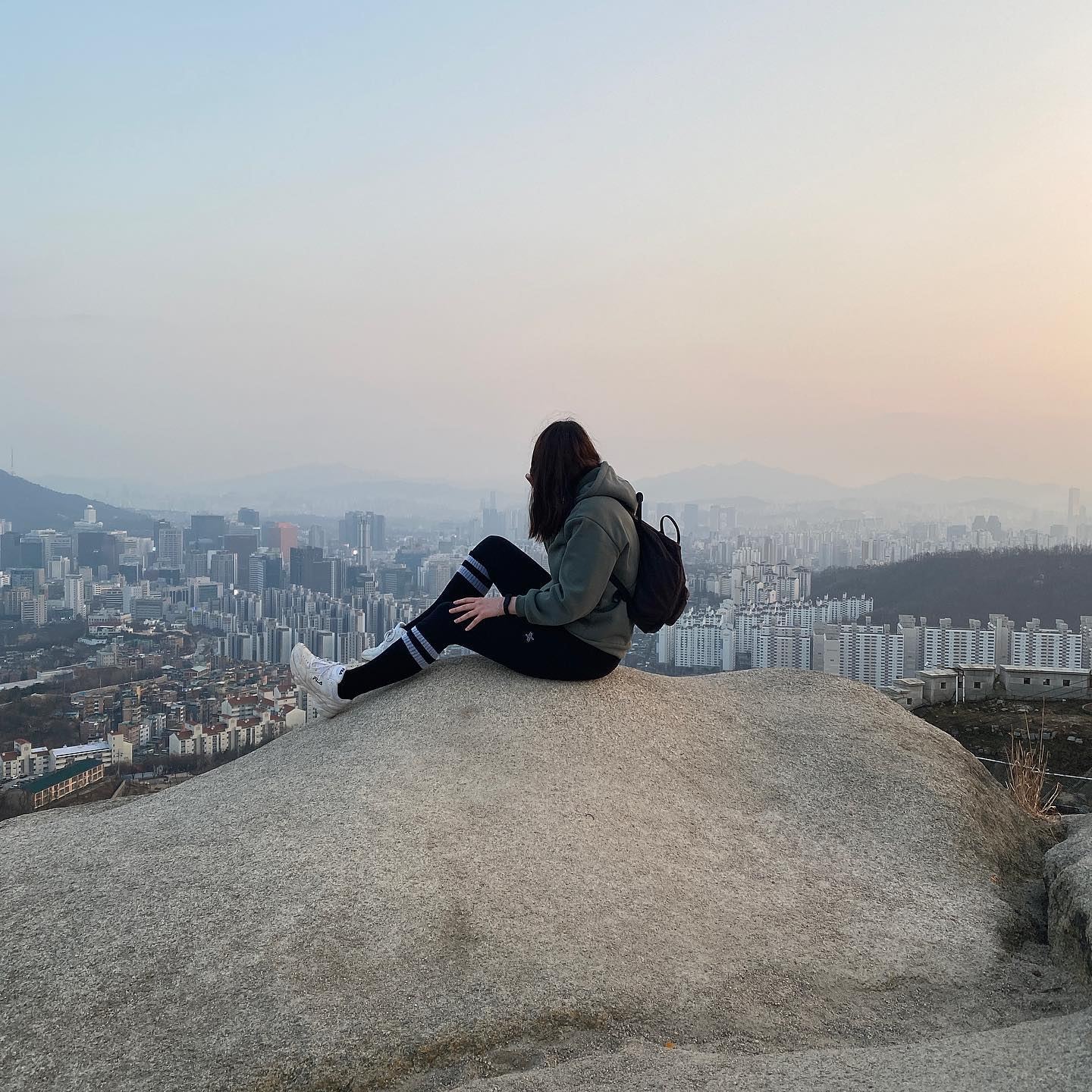Looking out over the Seoul skyline at dusk